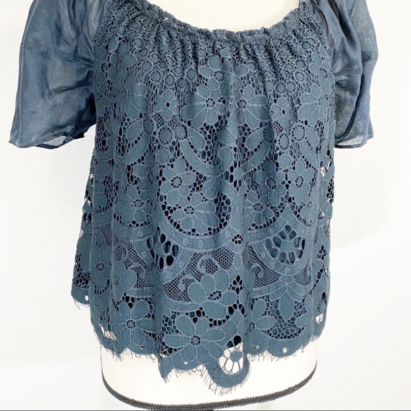 Anthropologie Moulinette Soeurs Navy Lace Blouse - Picture 2 of 7